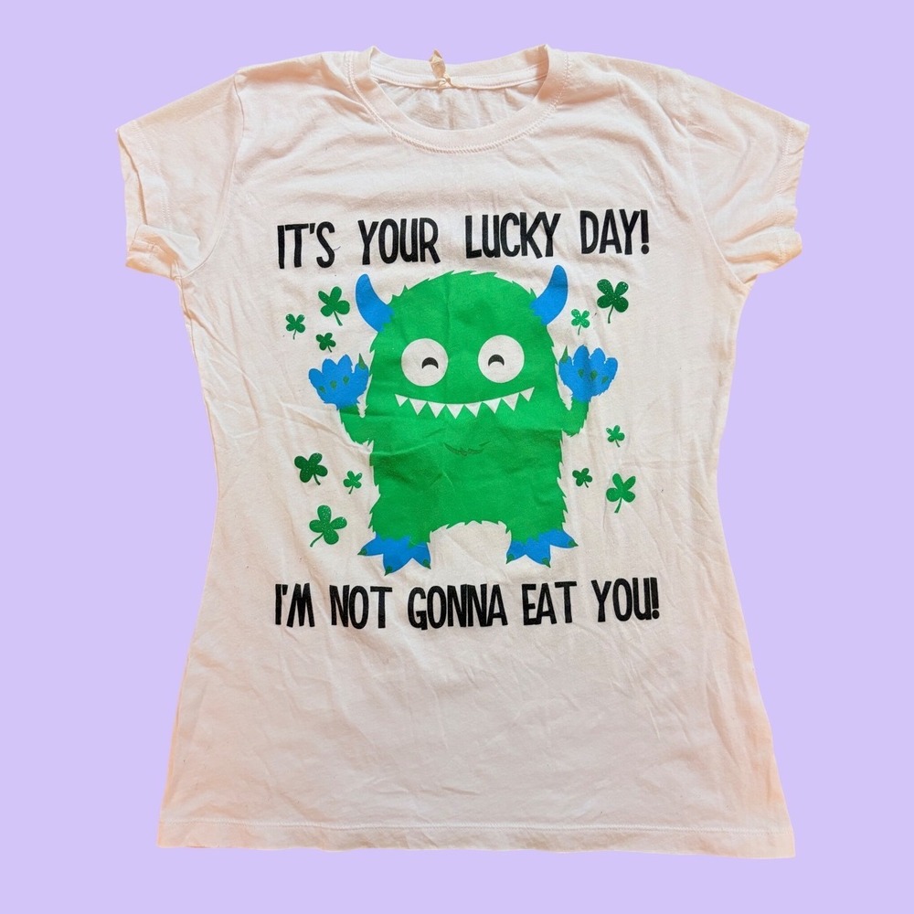 Y2K Hybrid Tees Lucky Day Green Monster Graphic Tee Scene #17